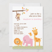 ピンクスイートサファリ招待状 招待状 (正面)