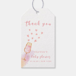 ピンクスイートシャンパンヴァレンティーヌベビーシャワー ギフトタグ