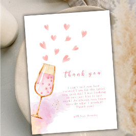 ピンクスイートシャンパンヴァレンティーヌベビーシャワー サンキューカード