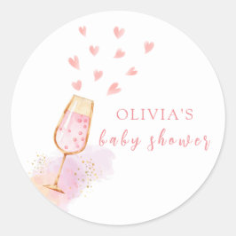 ピンクスイートシャンパンヴァレンティーヌベビーシャワー ラウンドシール