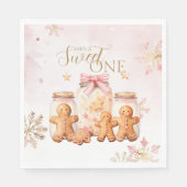 ピンクスイートジンジャーブレッドクリスマスガール誕生日 スタンダードランチョンナプキン (正面)