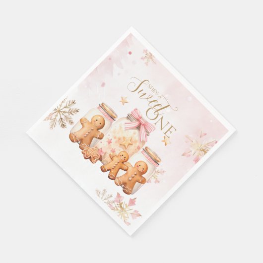 ピンクスイートジンジャーブレッドクリスマスガール誕生日 スタンダードランチョンナプキン (角)
