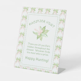 ピンクスイートピーガールおしゃぶり狩りベビーシャワー 台座サイン