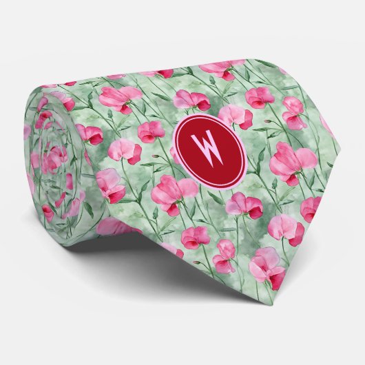 ピンクスイートピースフローラ ネクタイ (ロール)