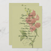 ピンクスイートピーフラワーパーティー 招待状 (正面/裏面)