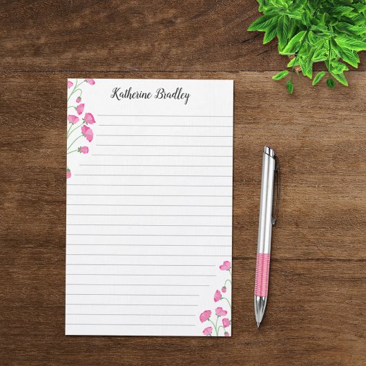 ピンクスイートピーフローラの追加名が並べられました 便箋