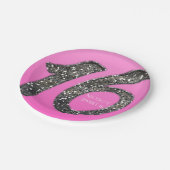 ピンクスイート16シルバーグリッターグラムバースデーパーティー ペーパープレート (アングル)