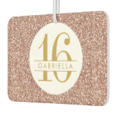 ピンクスイート16バラ金ゴールドパーソナライズされたグリッター カーエアーフレッシュナー (左)