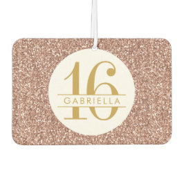 ピンクスイート16バラ金ゴールドパーソナライズされたグリッター カーエアーフレッシュナー