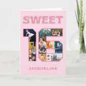 ピンクスイート16誕生日フォトカード カード (正面)