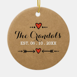 ピンクスウィートアーツ&アローズ素朴カントリー・ウェディング セラミックオーナメント