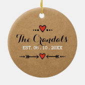 ピンクスウィートアーツ&アローズ素朴カントリー・ウェディング セラミックオーナメント (裏面)