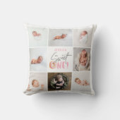 ピンクスウィートワンドーナツ1歳の誕生日数々の写真 クッション (正面)