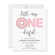 ピンクスウィート恋しく思リトル1歳の誕生日招待状