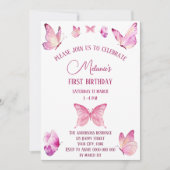 ピンクスウィート蝶シンプル々 招待状 (正面)