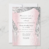 ピンクスウィート16ブライダルシルバーグレーダイヤモンドドレス 招待状 (正面)