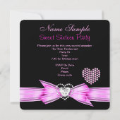 ピンクスウィート16誕生日ダイヤモンドティアラ写真2 招待状 (裏面)