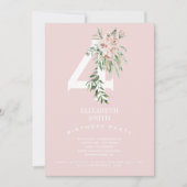 ピンクスウィート4th誕生日パーティの招待状 招待状 (正面)