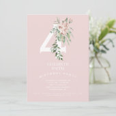 ピンクスウィート4th誕生日パーティの招待状 招待状 (スタンド正面)