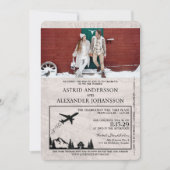 ピンクスウェーデンパスポート結婚式招待状 招待状 (正面)