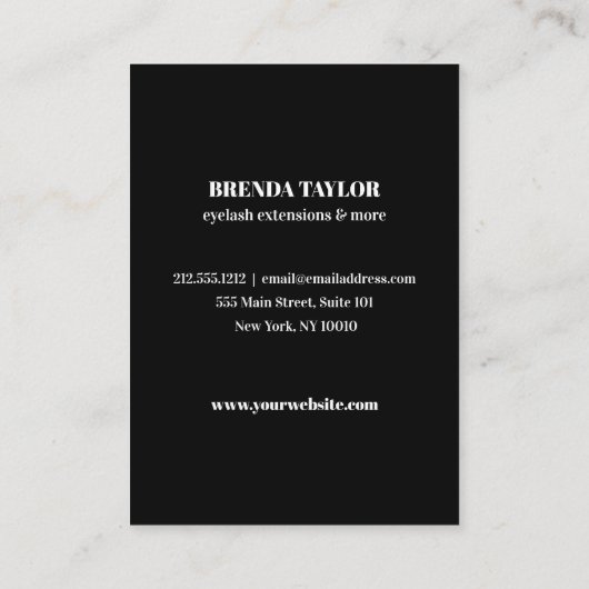 ピンクスエードアイラッシュブラウバーアフターケアの指示 名刺 (裏面)