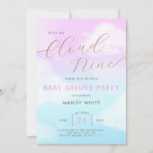 ピンクスカイクラウドナイン赤ちゃんシャワー招待状 招待状 (正面)
