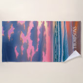 ピンクスカイゴージャスビーチサンセット ビーチタオル (正面)