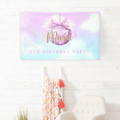 ピンクスカイディスコボールガールバースデーパーティーバナー 横断幕 (インサイチュ)