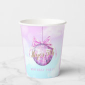 ピンクスカイディスコボールガール誕生日バルーン 紙コップ (裏面)