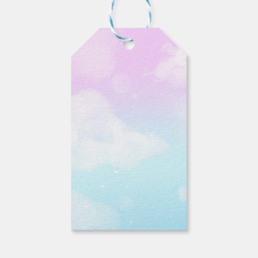 ピンクスカイディスコボールガール誕生日招待状 ギフトタグ (裏面)