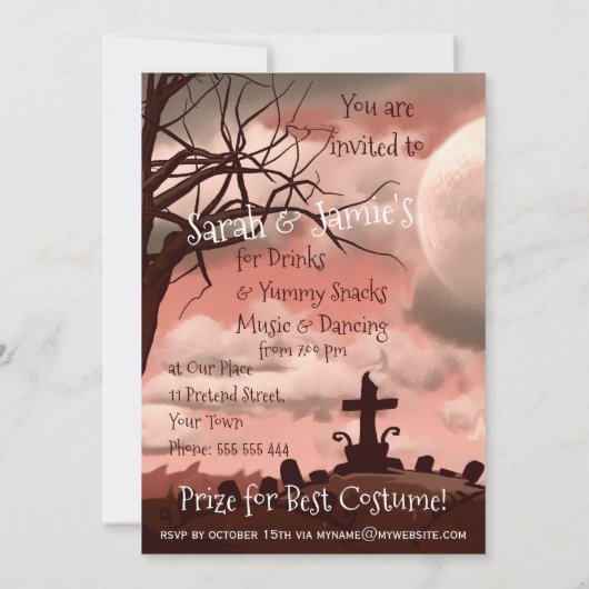 ピンクスカイハロウィーン墓地招待状 招待状 (裏面)