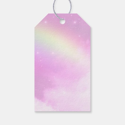 ピンクスカイフワフワ雲とレインボーパーティーありがとう ギフトタグ (裏面)