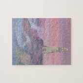 ピンクスカイ付き沿岸ブラッフライトハウス ジグソーパズル (横)