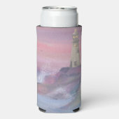 ピンクスカイ付き沿岸ブラッフライトハウス スリム缶クーラー (Seltzer裏面)