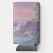 ピンクスカイ付き沿岸ブラッフライトハウス スリム缶クーラー (裏面)