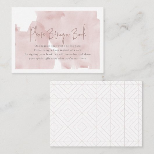 ピンクスカイ赤ちゃんシャワーお願い本を持って来て エンクロージャーカード (正面/裏面)