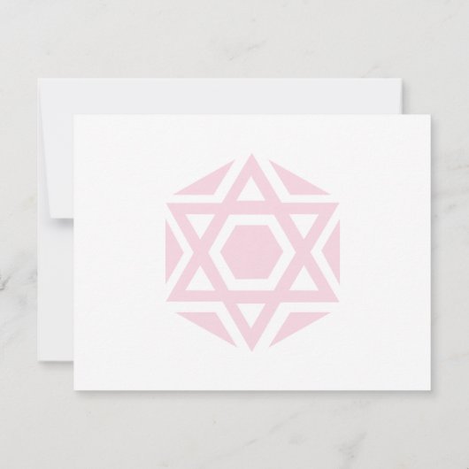 ピンクスカラップで仕上げられたダビデの星は感謝していしています ノートカード (裏面)