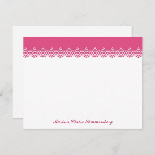 ピンクスカラップで仕上げられたダビデの星は感謝していしています ノートカード (正面/裏面)