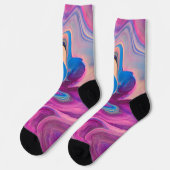 ピンクスカラフル大理石スタイルソ熱狂するックス ソックス (左)