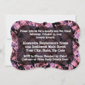 ピンクスカルかわいい女の子のハローウィンパーティ招待状 招待状 (裏面)