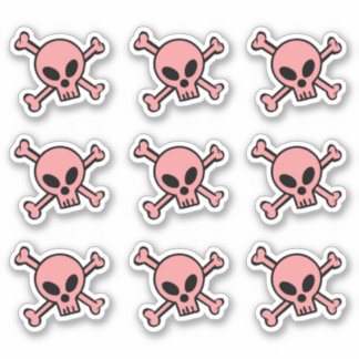 ピンクスカルとクロスボーン シール