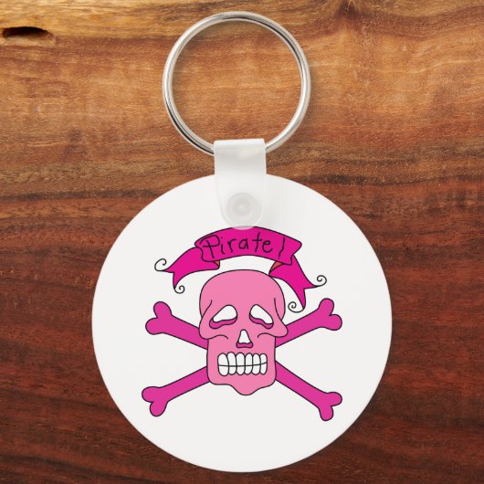 ピンクスカルとクロスボーンTシャツとギフト キーホルダー (正面)