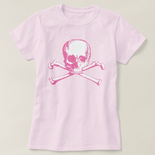 ピンクスカルとクロスボーンTシャツ Tシャツ (デザイン正面)