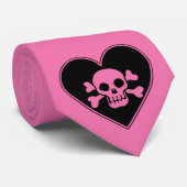 ピンクスカルのハート ネクタイ (ロール)