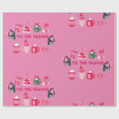 ピンクスカルクリスマスラッピング紙 ラッピングペーパー (フラット)