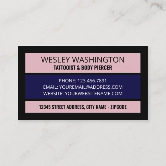 ピンクスカルタトゥータトゥースト&体ピアサー 名刺 (裏面)