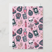 ピンクスカルタロットキャンドル結晶ハロウィーン 招待状 (裏面)