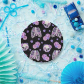 ピンクスカルハロウィーン紙プレート ペーパープレート (パーティー)