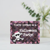 ピンクスカルハローウィンパーティ招待状 招待状 (スタンド正面)