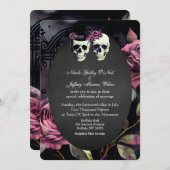 ピンクスカルフラワーブライド&グルーマー結婚式招待状 招待状 (正面/裏面)